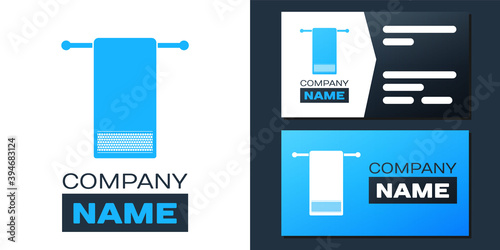 Logotype Towel on a hanger icon isolated on white background. Bathroom towel icon. Logo design template element. Vector.
