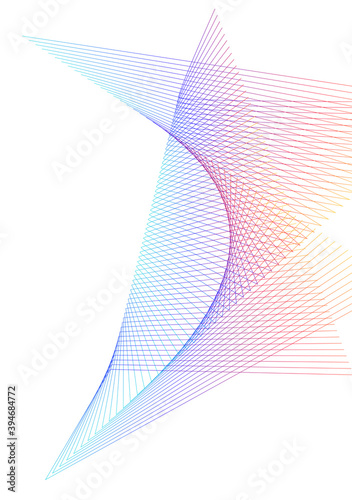 Design element Curved sharp corners wave many lines. Abstract vertical broken stripes on white background isolated. Creative line art