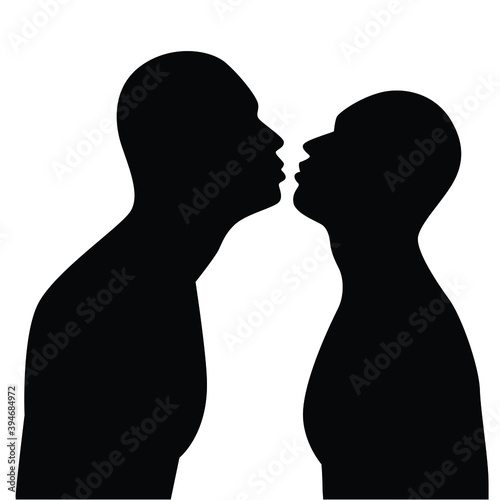 Gay lover couple silhouette vector on white