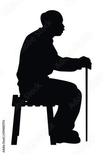 Old man silhouette vector on white
