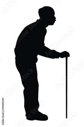 Old man silhouette vector on white