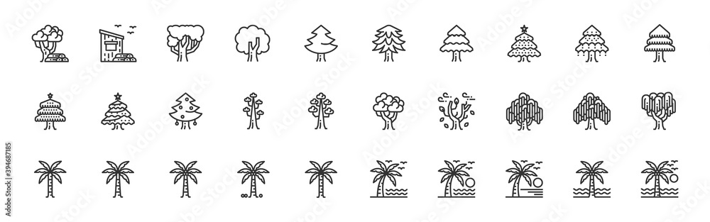 Tree Line Icons Vector Illustration , ecology, nature, wood Tree Line Icons Vector Illustration , ecology, nature, wood