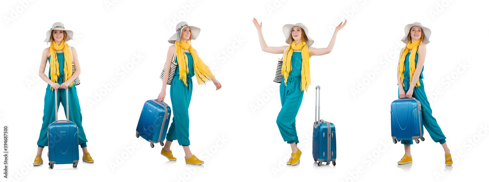 Woman ready for summer holiday isolated on white Woman ready for summer holiday isolated on white