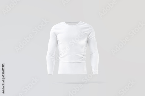 Blank white longsleeve t-shirt mock up, gray background