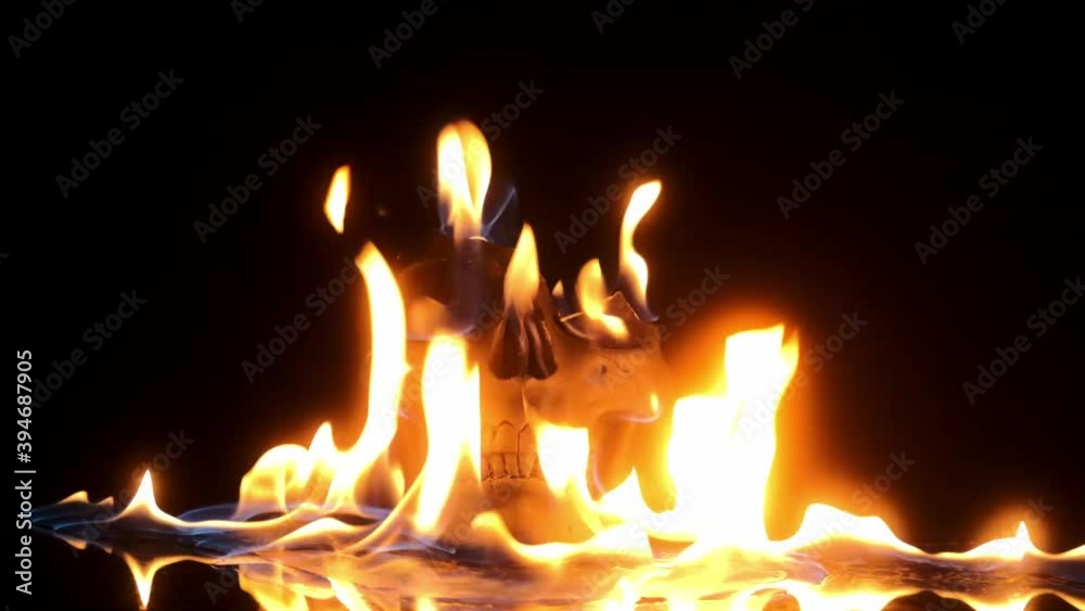fire skull burning in hell flames. intro footage