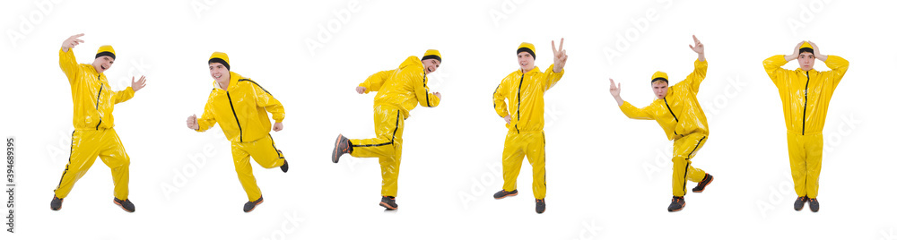 Man in yellow suit isolated on white Man in yellow suit isolated on white
