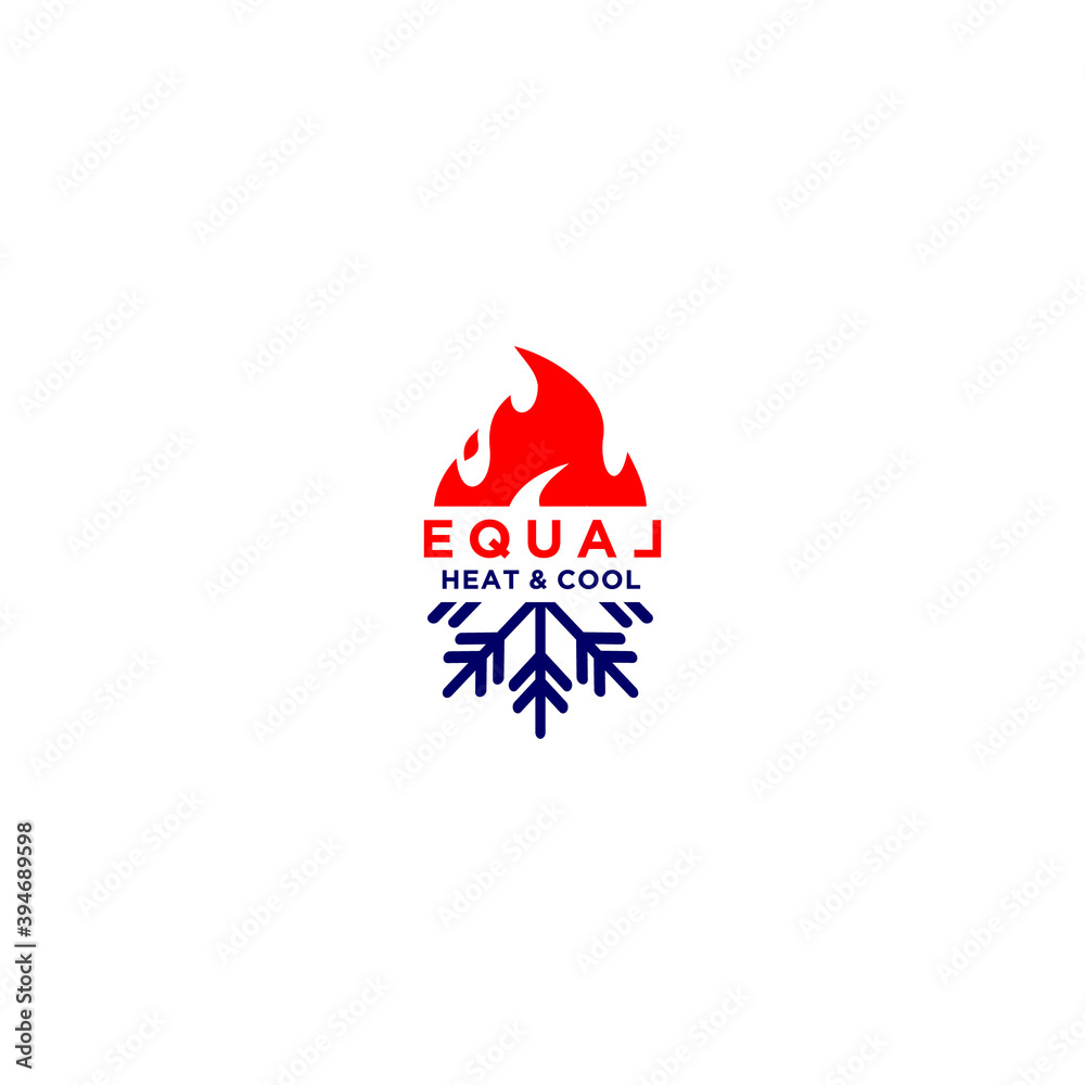 Heat and Cool Symbol, Fire and Snowflake All Season Concept Logo