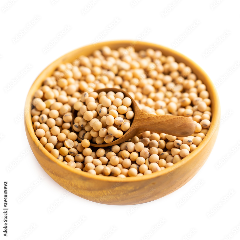 close-up Dry Soybeans isolated on white background. Selective focus. close-up Dry Soybeans isolated on white background. Selective focus.