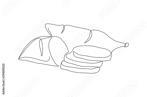 Continuous line drawing of whole health organic sweet potato for farm logo identity. One line art of fresh tuberous morning glory concept for horticultural icon. vector illustration
