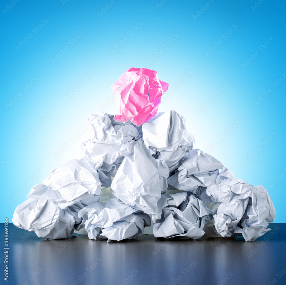 New Great Idea Concept with Crumpled Paper on Blue Background.
