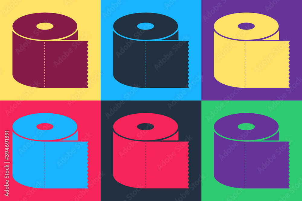 Pop art Toilet paper roll icon isolated on color background. Vector. Pop art Toilet paper roll icon isolated on color background. Vector.