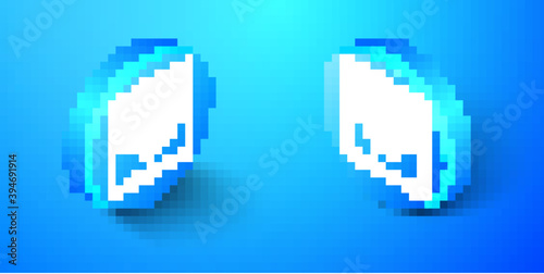 Isometric Network port - cable socket icon isolated on blue background. LAN port icon. Ethernet simple icon. Local area connector icon. Blue circle button. Vector.