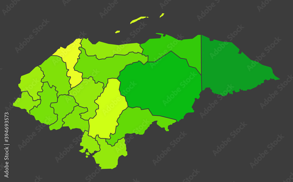 Honduras population heat map as color density illustration
