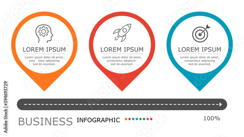 Map pin infographic Vector with 3 steps. presentation, connection, strategy, design, brainstorm, idea, education, marketing, creative, growth, column, workflow,