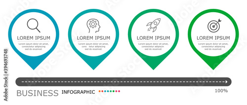 Map pin infographic Vector with 4 steps. presentation, connection, strategy, design, brainstorm, idea, education, marketing, creative, growth, column, workflow,
