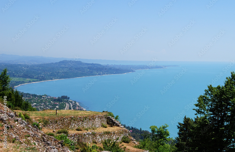 Abkhazia. The view from Anakopia fortress in the city of New Afon. Medieval fortress