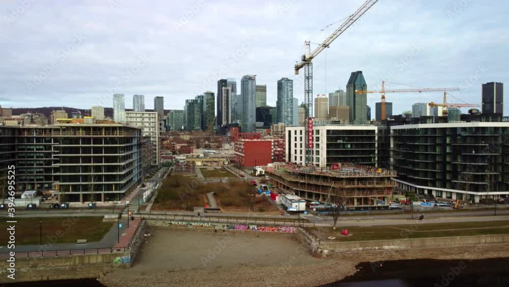 Aerial view of Montreal from Lachine canal Aerial view of Montreal from Lachine canal