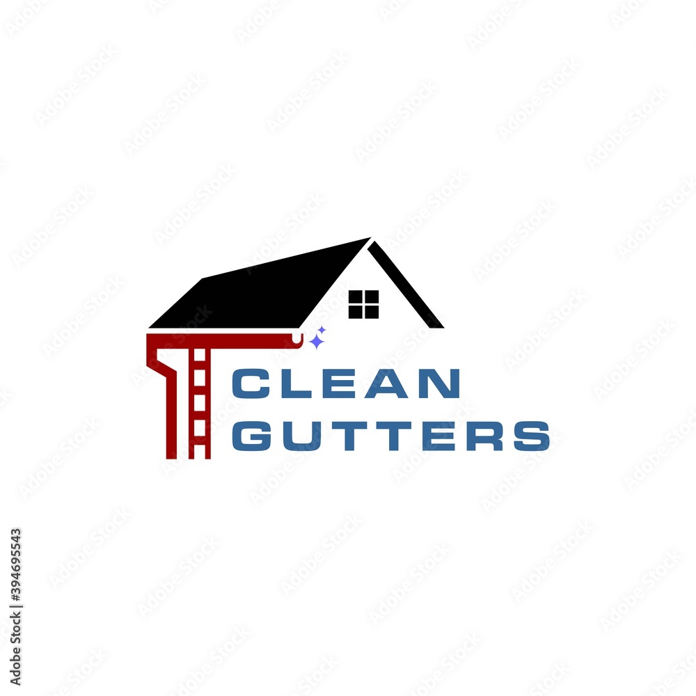 Clean Gutter Properties Home Logo Design Vector illustration