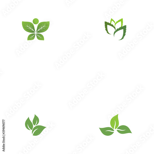 Set Leaf ecology Logo Template vector