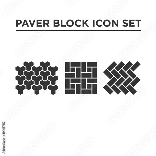 paving block, concrete pavers block icon set, paving logo
