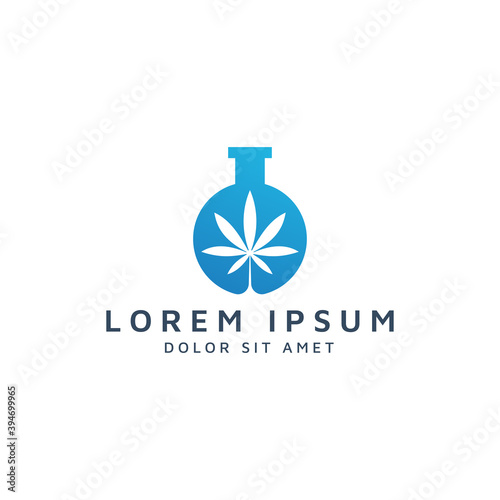 lab and cannabis negative space logo design