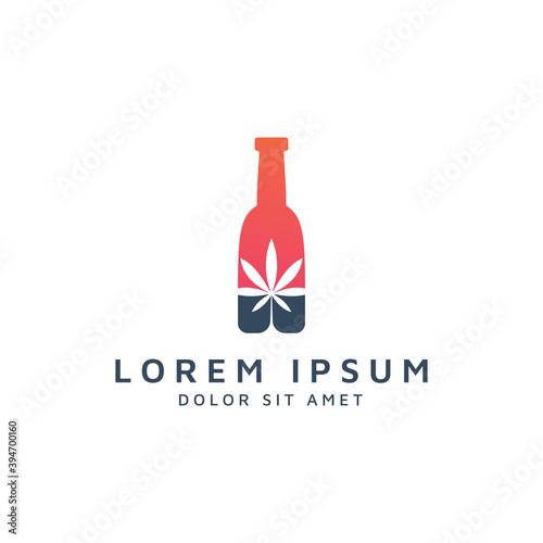 bar and cannabis negative space logo design