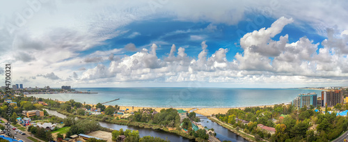 Sea coast of Anapa, Russia. Panoramic view.