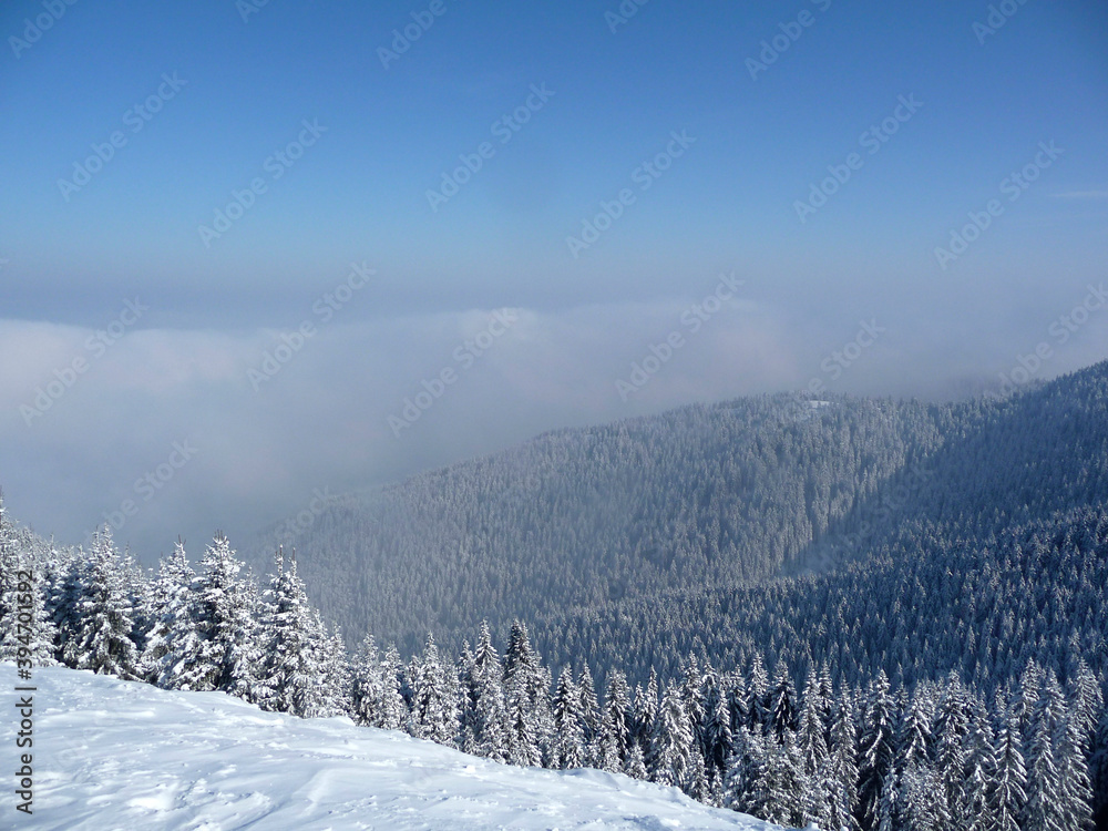Winter mountain tour to Hornle mountains, Bavaria, Germany