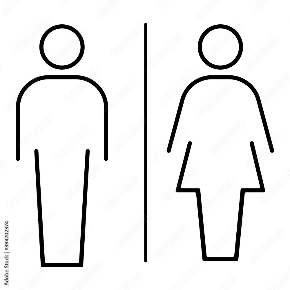 Silhouette of a man and a woman. Couple outline icon. Articles symbol, marriage silhouette, toilet icons, romantic icon isolated on white background. Flat style. Vector Silhouette of a man and a woman. Couple outline icon. Articles symbol, marriage silhouette, toilet icons, romantic icon isolated on white background. Flat style. Vector