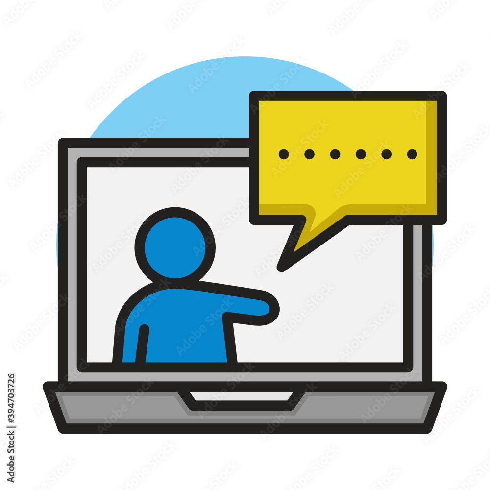 Online Class Icon Filled Line Style. Online Meeting Vector Illustration. Webinar and Laptop Screen Logo Symbol Sticker Online Class Icon Filled Line Style. Online Meeting Vector Illustration. Webinar and Laptop Screen Logo Symbol Sticker