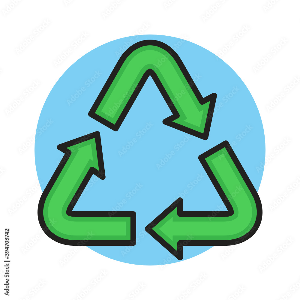 Recycle Icon Filled Line Style. Recycling Waste Vector Illustration. Nature Cycle Logo Symbol Sticker Recycle Icon Filled Line Style. Recycling Waste Vector Illustration. Nature Cycle Logo Symbol Sticker