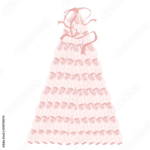 Christmas tree ballet pointe shoes, vector isolated isolated