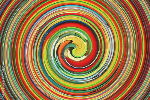 Espiral multicolor tras la deformaci  n de una imagen. Imagen art  stica  fondo colorido en espiral.