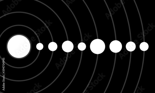 Solar system and orbit around the sun flat vector.