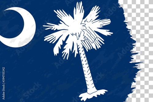 Horizontal Abstract Grunge Brushed Flag of South Carolina on Transparent Grid.