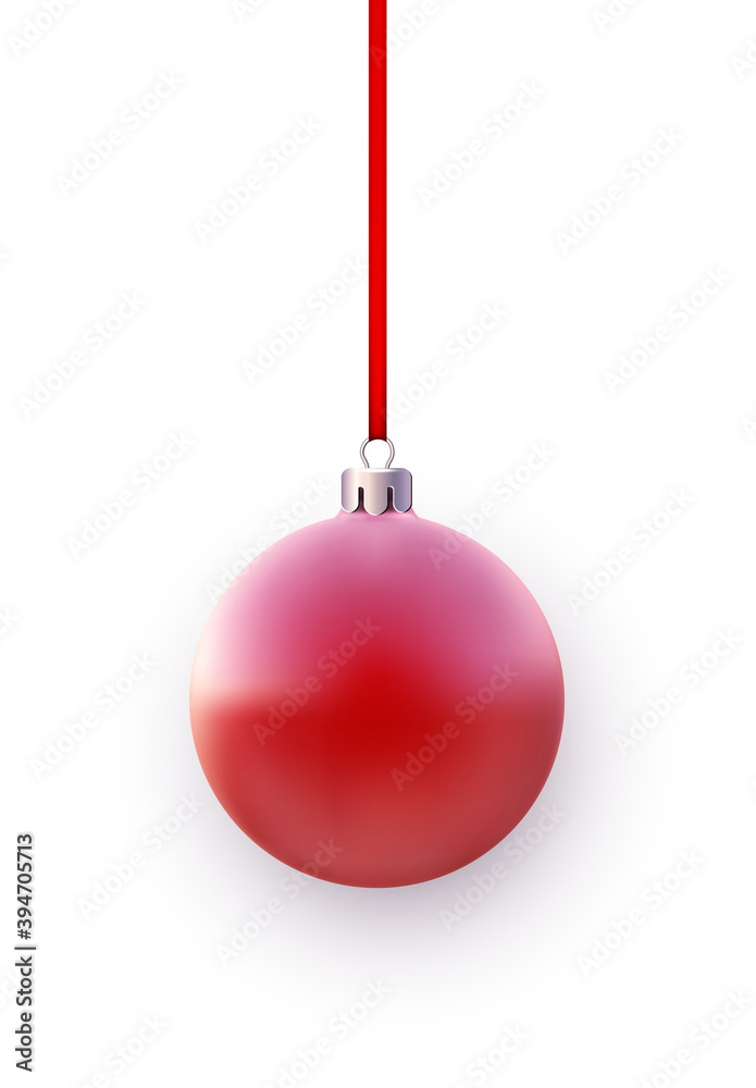 Red christmas tree ball on ribbon. Red christmas tree ball on ribbon.
