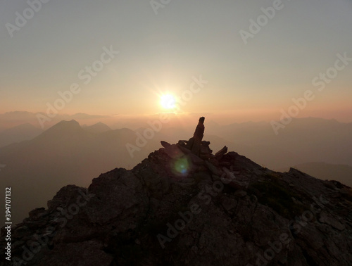 Sunset mountain panorma at Zugspitze mountain, Bavaria, Germany