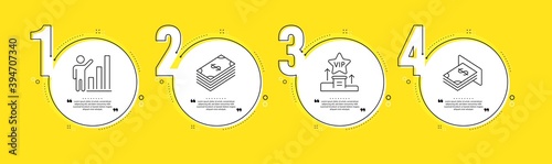 Dollar, Vip podium and Graph chart line icons set. Timeline process infograph. Atm money sign. Usd currency, Exclusive privilege, Growth report. Dollar currency. Finance set. Vector