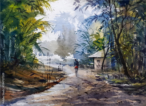 person walking in the forest