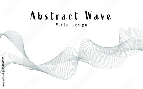 Abstract wave for design. Curved wavy line frequency, smooth stripe, color tone white and black. Vector illustration. Background with copy space for display of content or websites and applications.
