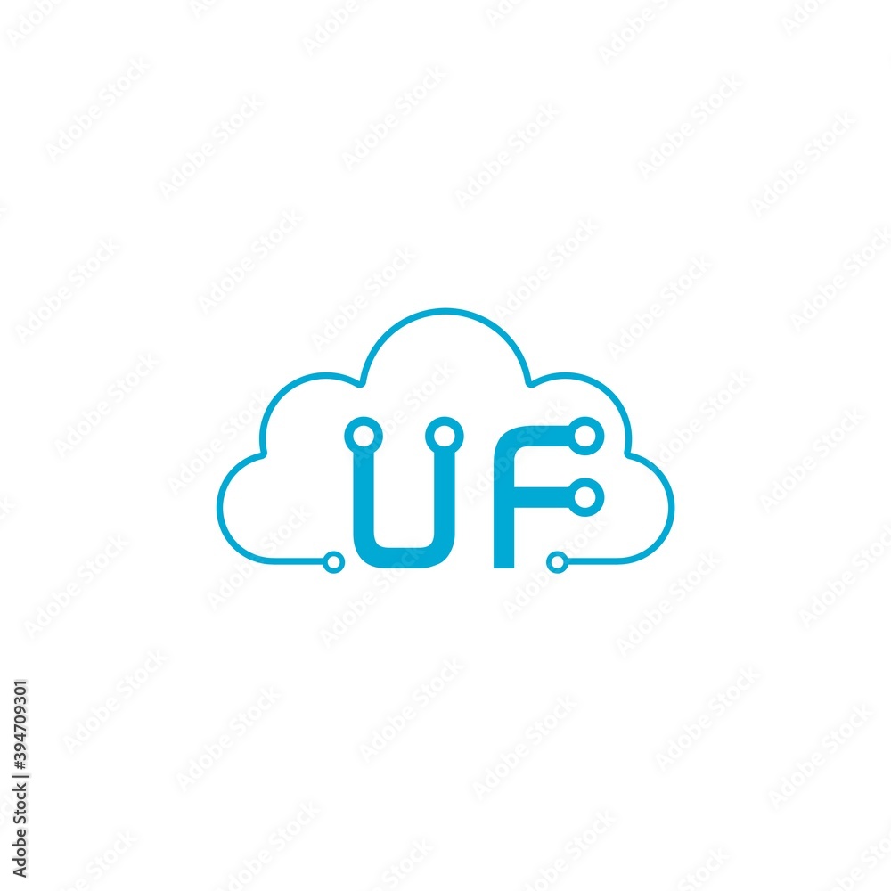 Initial letter UF cloud logo isolated on white background Initial letter UF cloud logo isolated on white background