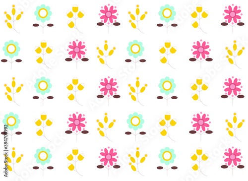 colored flowers, vector illustration on a white background