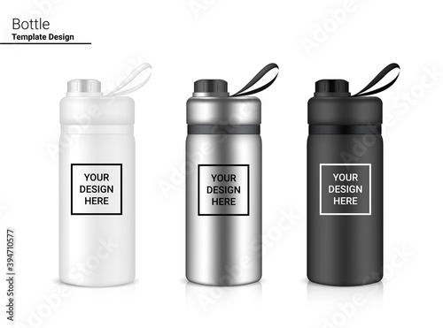 Bottle 3D Mock up Realistic Plastic Shaker in Vector for Water and Drink. Bicycle and Sport Concept Design. .