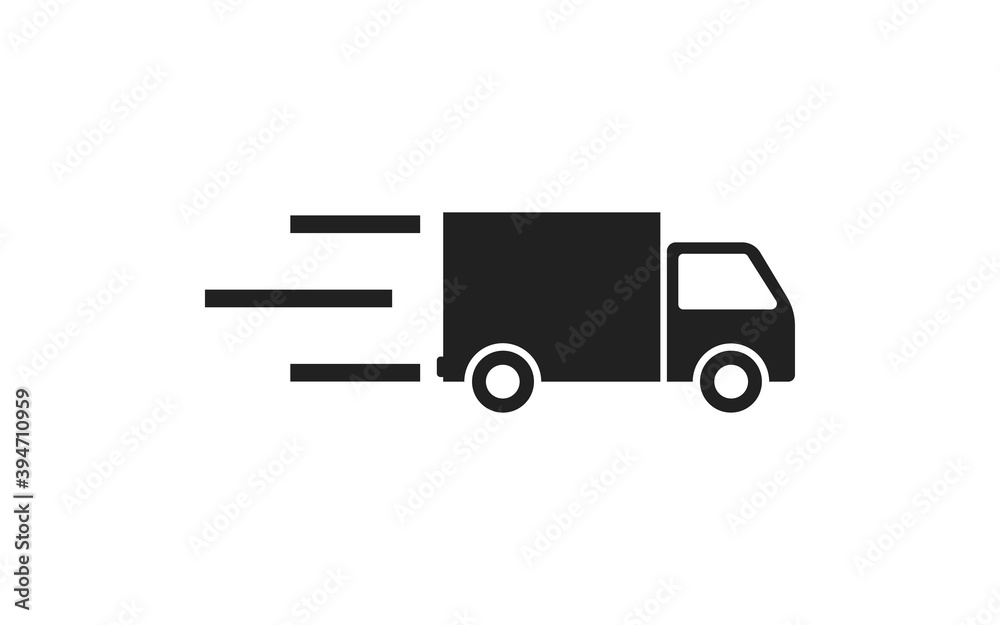 Delivery car icon in flat style on white background. Vector isolated web