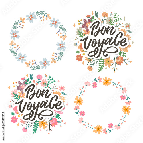Bon Voyage Hand Lettering Vector Calligraphy Travel