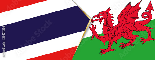 Thailand and Wales flags, two vector flags.