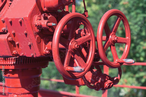 fire hydrant valves red colors close-up