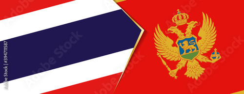 Thailand and Montenegro flags, two vector flags.