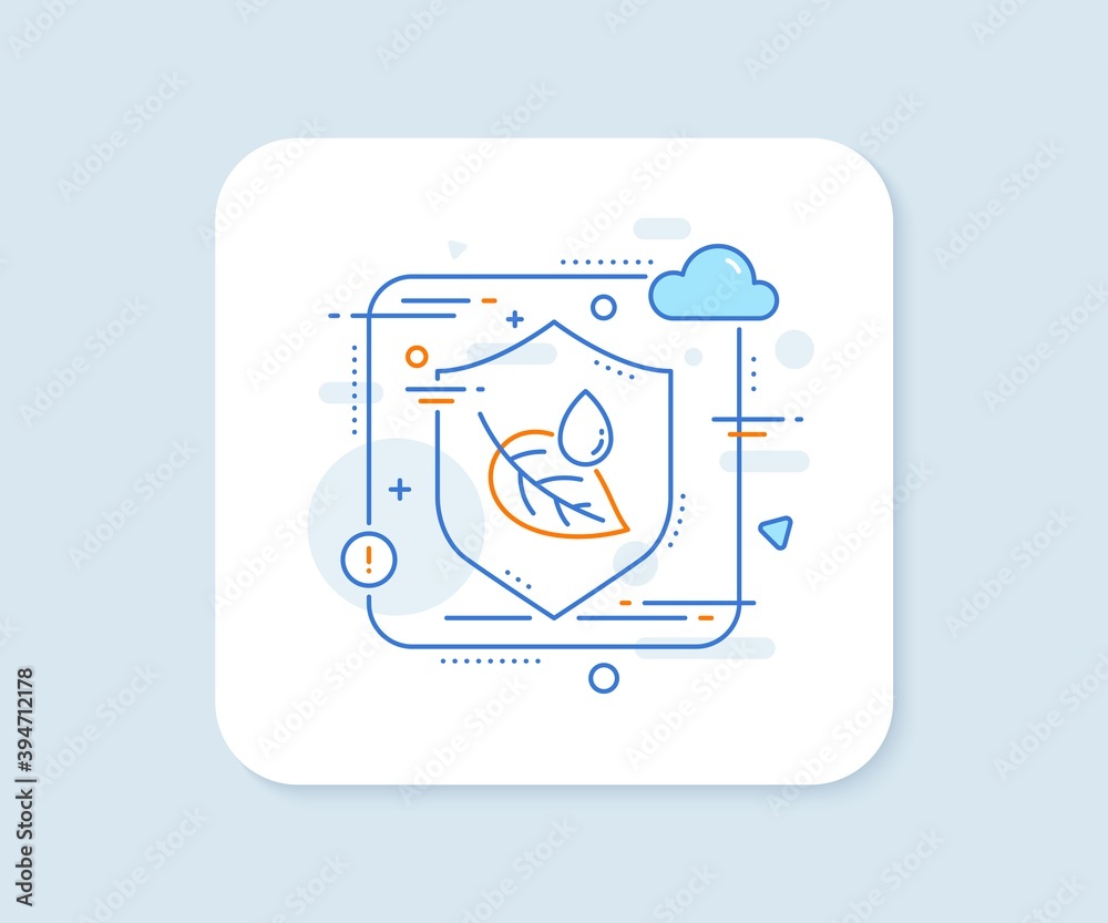 Leaf with water drop line icon. Abstract vector button. Nature plant dew sign. Environmental care symbol. Leaf dew line icon. Protect shield concept. Vector Leaf with water drop line icon. Abstract vector button. Nature plant dew sign. Environmental care symbol. Leaf dew line icon. Protect shield concept. Vector