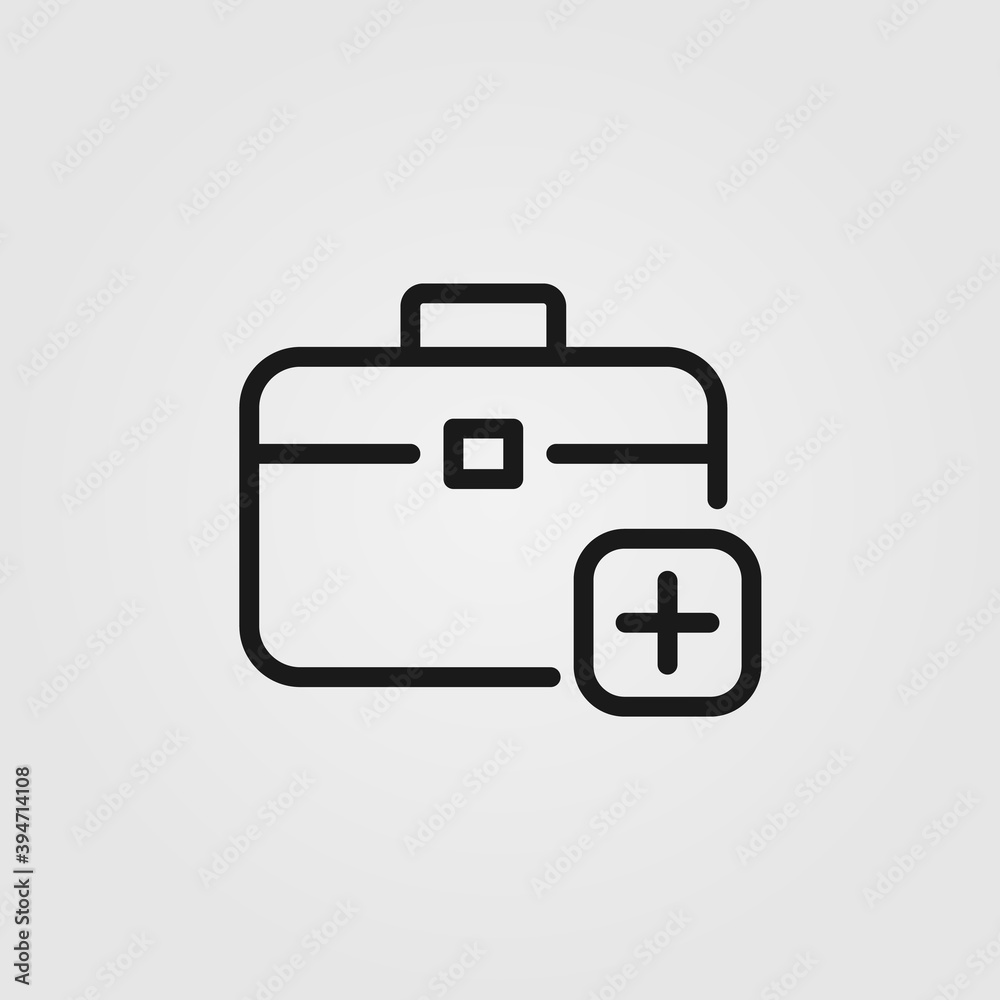 Medical bag icon in line design style. Emergency bag, first aid kit symbol for web site page, app and UI design. Medical bag icon in line design style. Emergency bag, first aid kit symbol for web site page, app and UI design.
